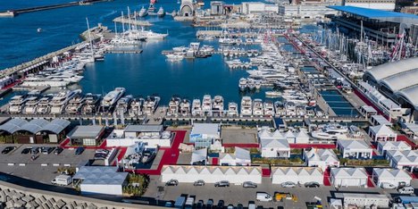Panoramica aerea del Salone Nautico Genova