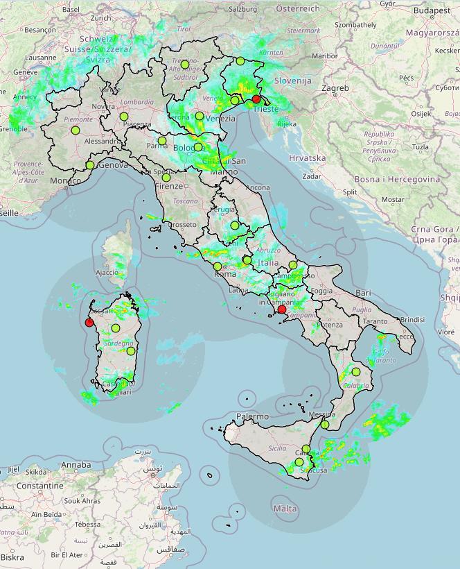 Immagine radar DPC d'archivio