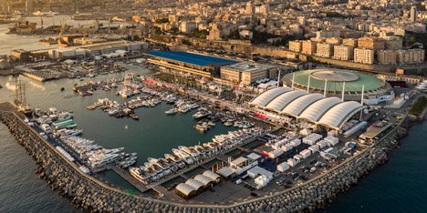 Panoramica aerea del Salone Nautico Genova